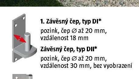 Závěsný čep, typ DI*