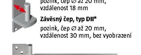Závěsný čep, typ DII*