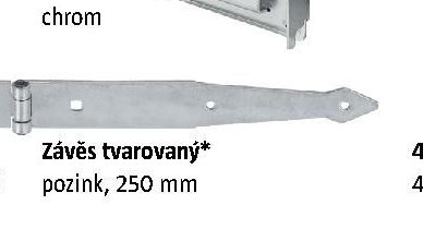 Závěs tvarovaný* pozink, 250 mm