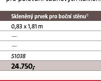 Skleněný prvek pro boční stěnu