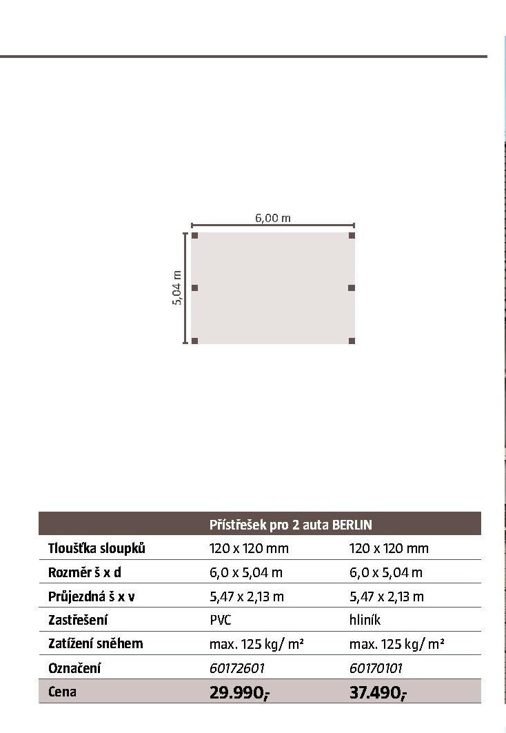 Přístřešek pro 2 auta BERLIN (PVC)