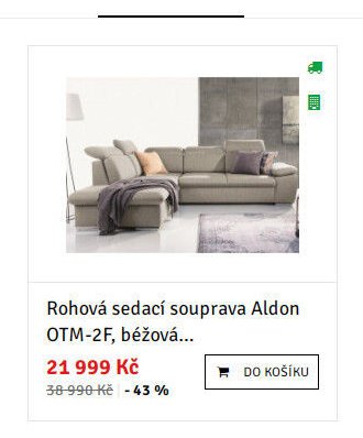 Rohová sedací souprava Aldon OTM-2F, béžová...