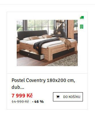 Postel Coventry 180x200 cm, dub...