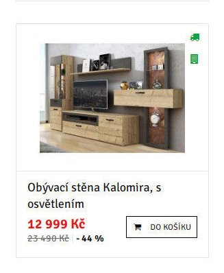 Obývací stěna Kalomira, s osvětlením