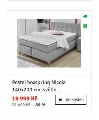 Postel boxspring Nicola 140x200 cm, světle...
