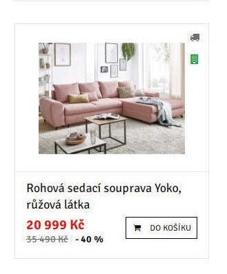 Rohová sedací souprava Yoko, růžová látka