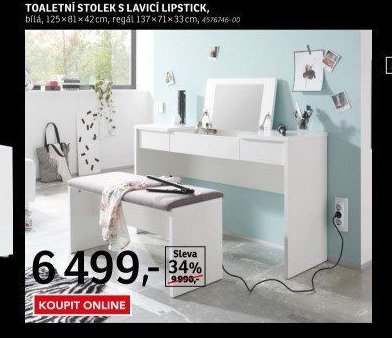 TOALETNÍ STOLEK S LAVICÍ LIPSTICK