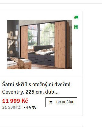 Šatní skříň s otočnými dveřmi Coventry, 225 cm, dub...