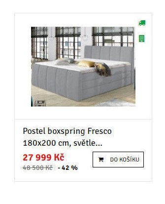 Postel boxspring Fresco 180x200 cm, světle...