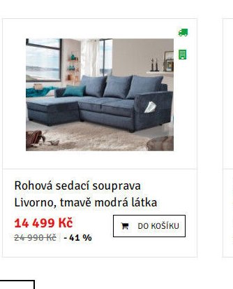 Rohová sedací souprava Livorno, tmavě modrá látka