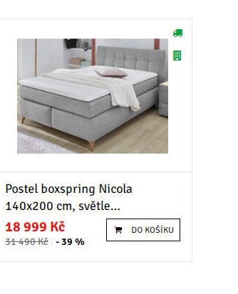 Postel boxspring Nicola 140x200 cm, světle...