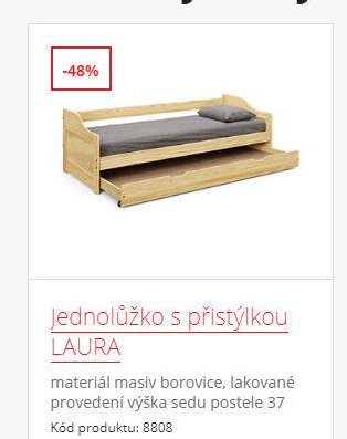 Jednolůžko s přistýlkou LAURA