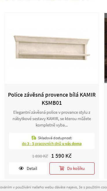 Police závěsná provence bílá KAMIR KSMB01