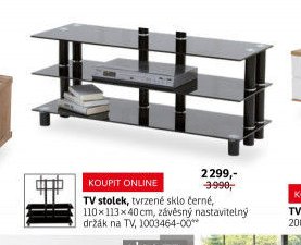 TV stolek, tvrzené sklo černé