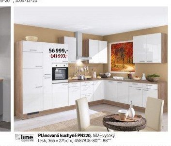Plánovaná kuchyně PN220, bílá - vysoký lesk