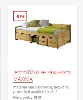 Jednolůžko se zásuvkami MAXIMA