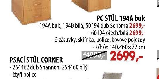 PC STŮL 194A buk