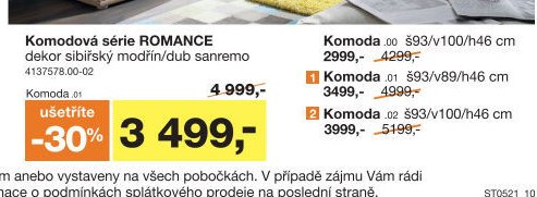 Komodová série ROMANCE dekor sibiřský modřín/dub sanremo