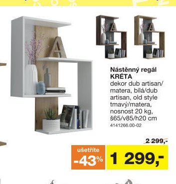 Nástěnný regál KRÉTA