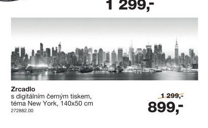 Zrcadlo s digitálním černým tiskem, téma New York