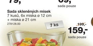 Sada skleněných misek