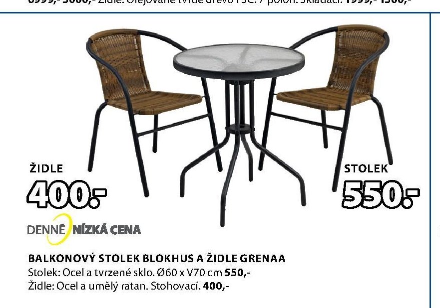 Balkonový stolek BLOKHUS a židle GRENAA