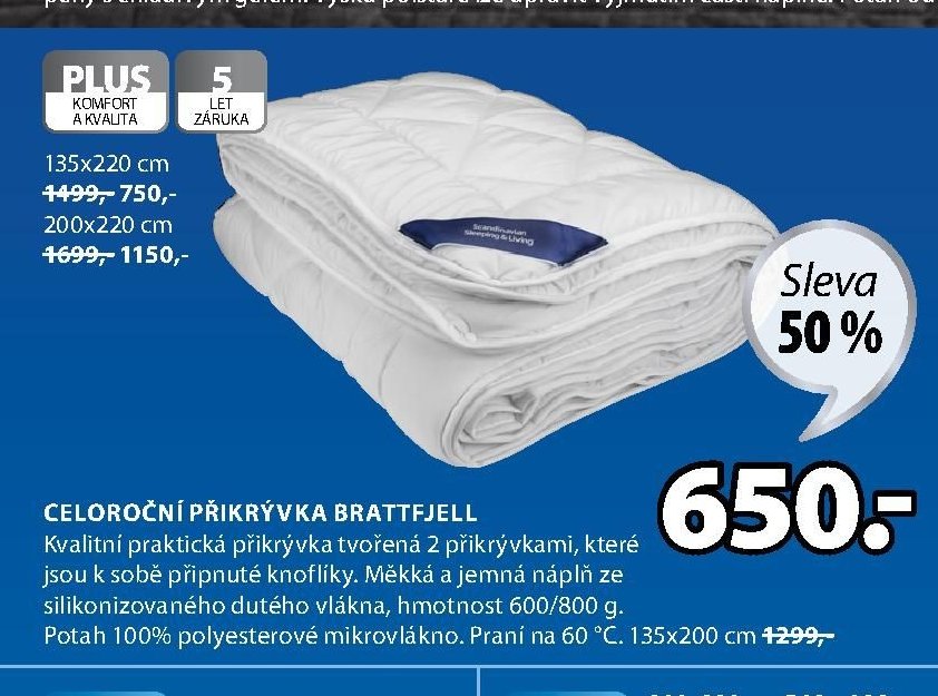 BRATTFJELL celoroční přikrývka