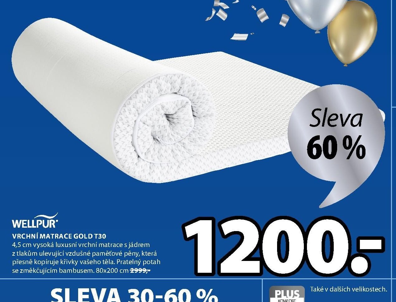 VRCHNÍ MATRACE GOLD T30