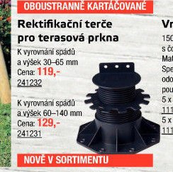 Rektifikační terče pro terasová prkna