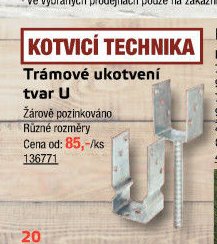 Trámové ukotvení tvar U