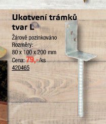 Ukotvení trámků tvar L