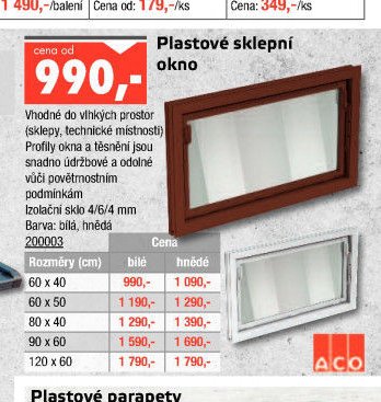 Plastové sklepní okno