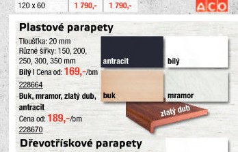 Plastové parapety