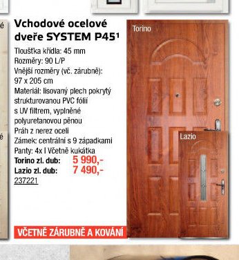 Dveře vchodové ocelové SYSTEM P451 Torino