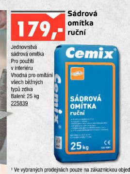 Sádrová omítka ruční Cemix