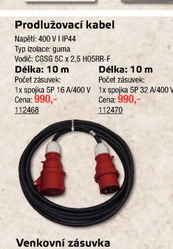 Prodlužovací kabel 10m
