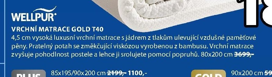 VRCHNÍ MATRACE GOLD T40
