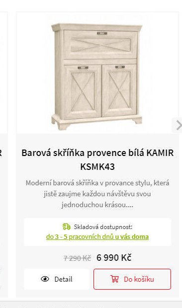 Barová skříňka provence bílá KAMIR KSMK43