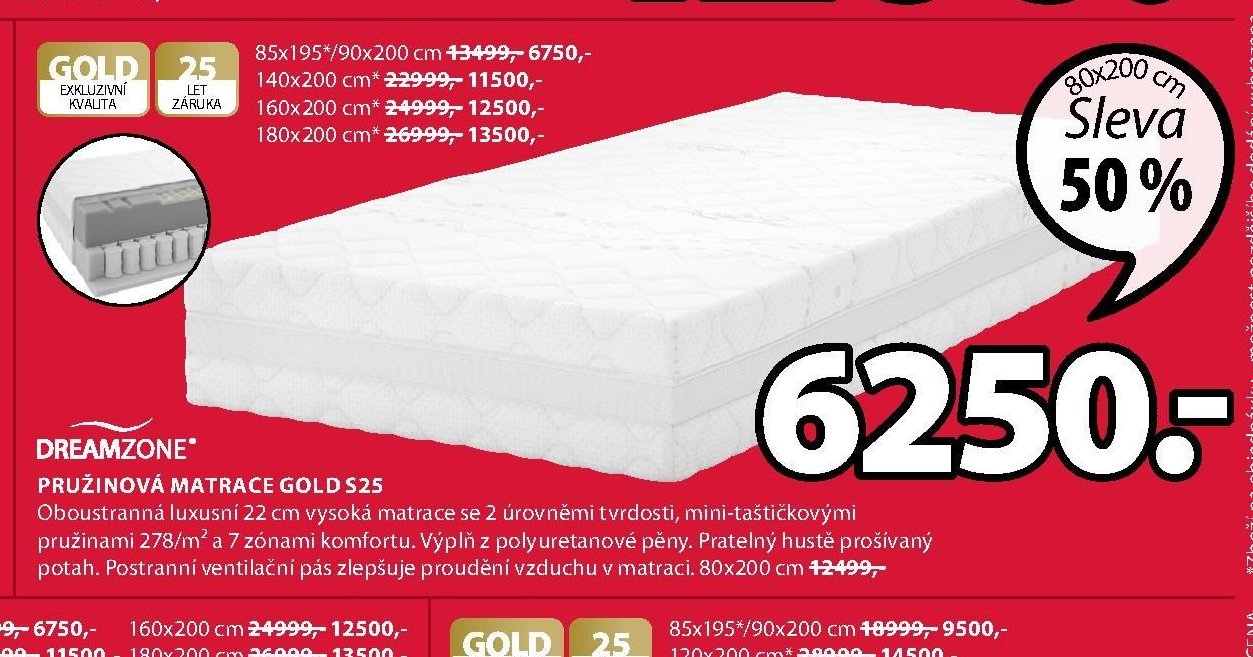PRUŽINOVÁ MATRACE GOLD S25