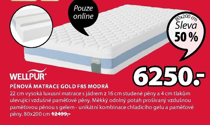 PĚNOVÁ MATRACE GOLD F85 MODRÁ