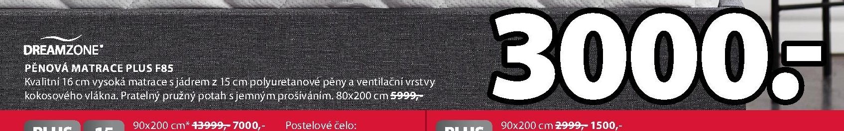 DREAMZONE PĚNOVÁ MATRACE PLUS F85