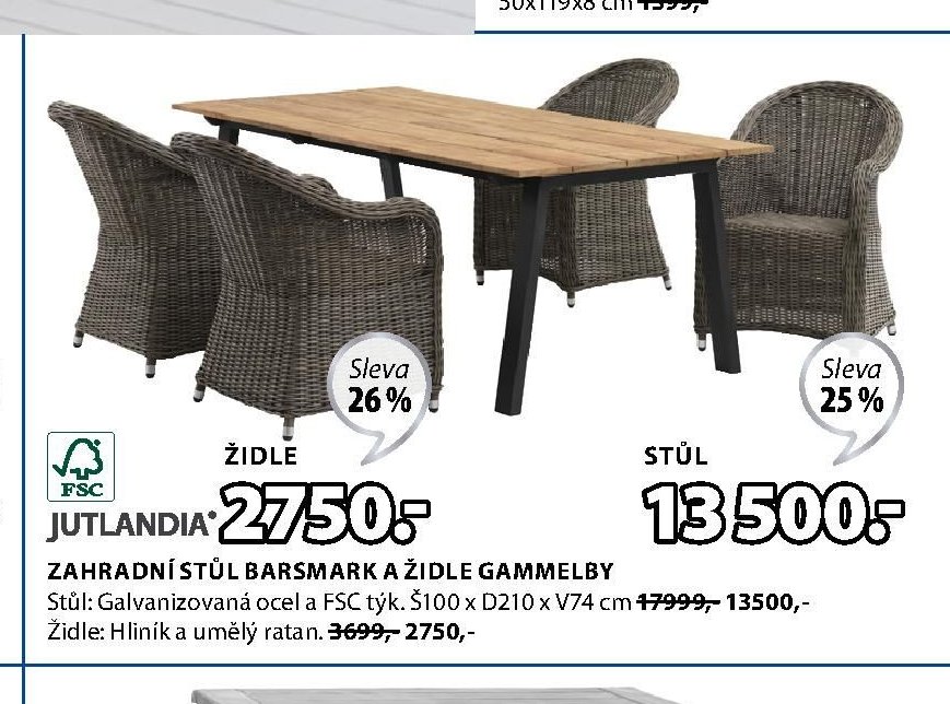 JUTLANDIA Zahradní stůl BARSMARK a židle GAMMELBY