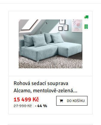 Rohová sedací souprava Alcamo, mentolově-zelená