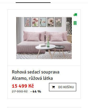 Rohová sedací souprava Alcamo, růžová látka