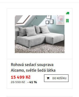 Rohová sedací souprava Alcamo, světle šedá látka