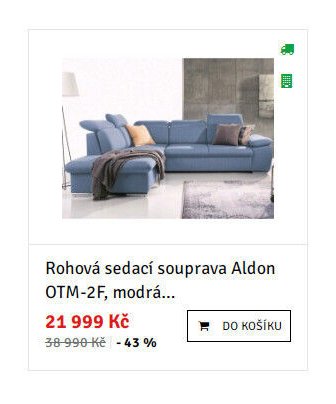 Rohová sedací souprava Aldon OTM-2F, modrá