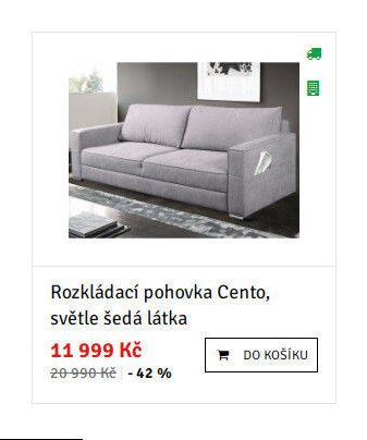 Rozkládací pohovka Cento, světle šedá látka