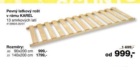 Pevný laťkový rošt v rámu KAREL