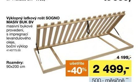 Výklopný laťkový rošt SOGNO MASIV BUK BV