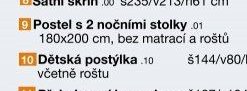 Postel s 2 nočními stolky